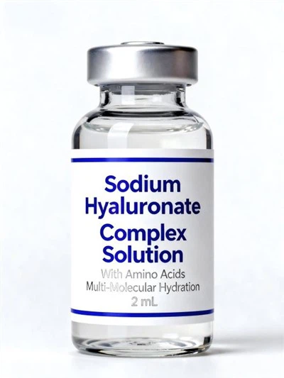 Solución compleja de hialuronato de sodio con aminoácidos